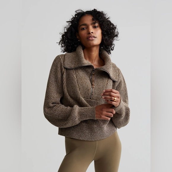 VARLEY NWT Mentone Half Zip Pullover in Dark Green Speckle 1X - Picture 1 of 12